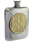 Celtic Shield Flask - Polished, Gold Accent- 4.5"