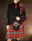 Black and red argyle jacket front