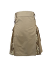 Khaki Utility Kilt with Digital Camo Pleats
