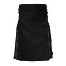 Black Utility Kilt with Grey Tartan Pleats
