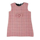 Harris Tweed Pinafore with Bow in Bright Pink Multi Check