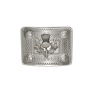 Celtic Design Buckle Raised Bosses - Antique Silver with Thistle Crest