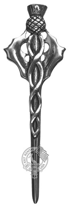 Deluxe Scottish Thistle Sword Kilt Pin - Antique Brass-SWK-K