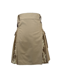 Khaki Utility Kilt with Digital Camo Pleats