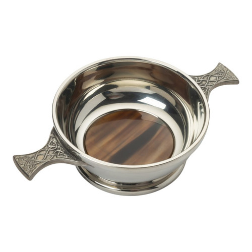 I LUV LTD Keltischer Quaich Becher Aus Zinn – Mit 2 Griffen – 5x11 Cm – Handgefertigt In England