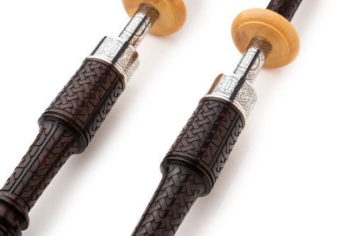 Peter Henderson Celtic Heritage Bagpipes with Etched Wood