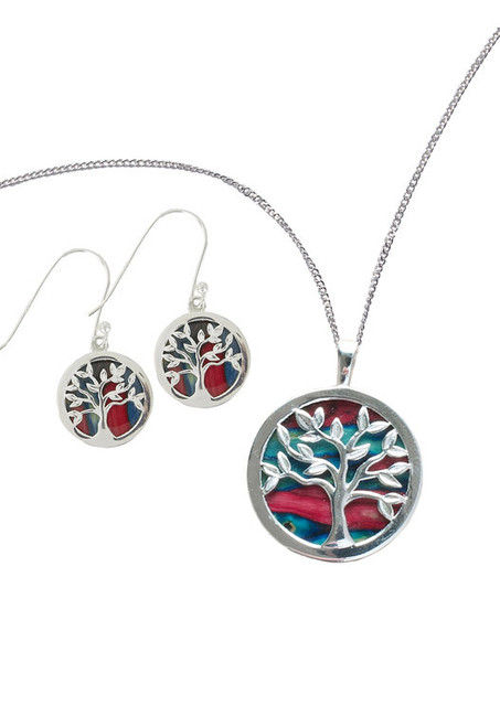 Heathergems Silver Tree of Life Necklace and Earring Set