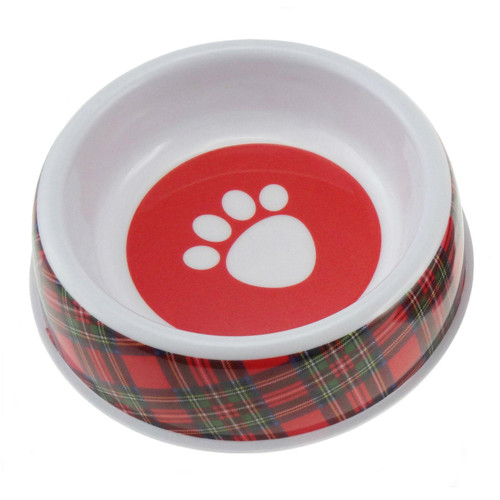 Melamine Tartan Dog Bowl