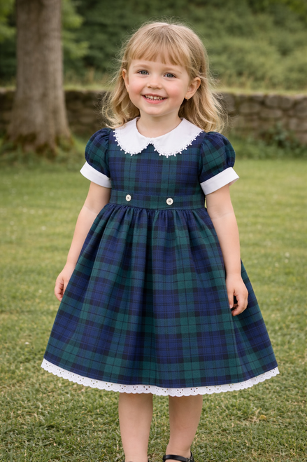 Tartan Dress with Frill Collar - Black Watch