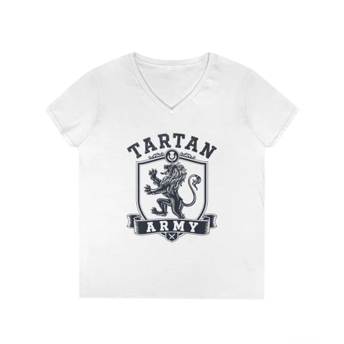 Tartan Army Ladies' V-Neck Tee - Scottish Lion Crest Women's Shirt