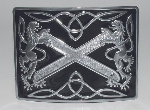 Highland Saltire Belt Buckle -  Black Enamel