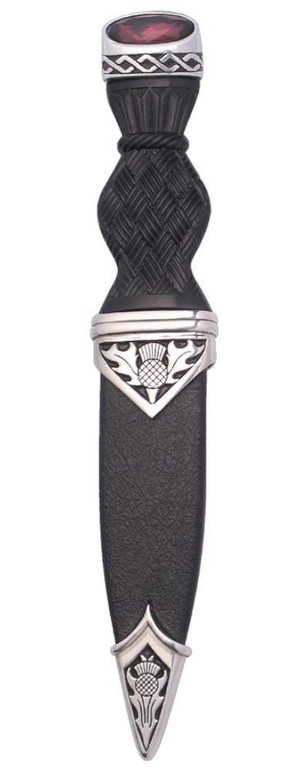 Thistle Sgian Dubh with Black Inlay and Stone Top