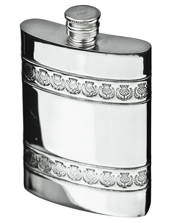 Thistle Band Flask w/Funnel & Gift Box - FL44P
