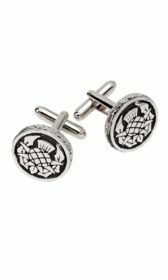 Thistle Cuff Links - Round - Polished