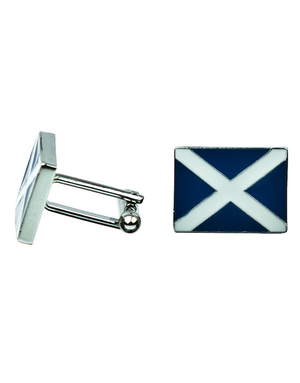 Saltire Scottish Flag Cuff Links - St. Andrew's with Enamel