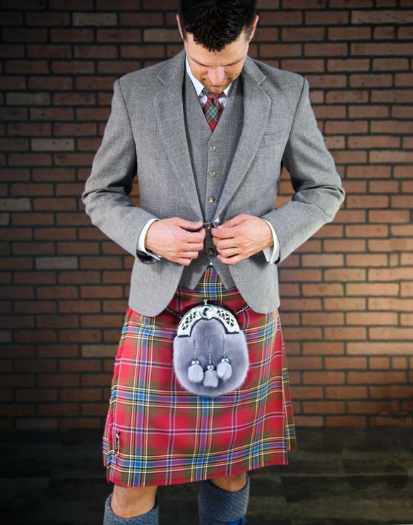 Customizable Light Grey Tweed Suit Package