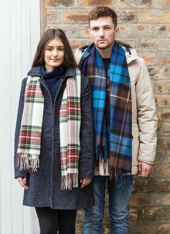 couple wearing Lambswool Tartan Scarf Image