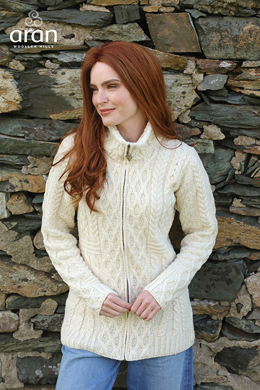 Irish Zip Cardigan Sweater B926