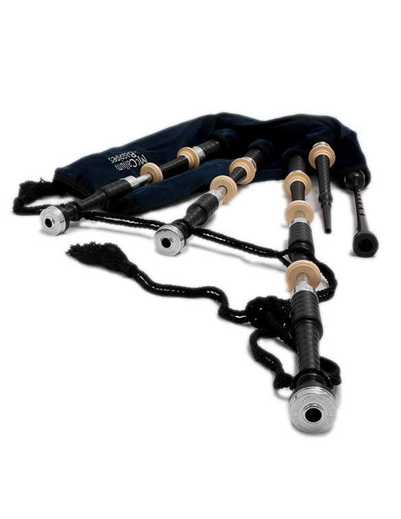 McCallum Bagpipes P4 with Engraved Ferrules & Imitation Ivory Mounts