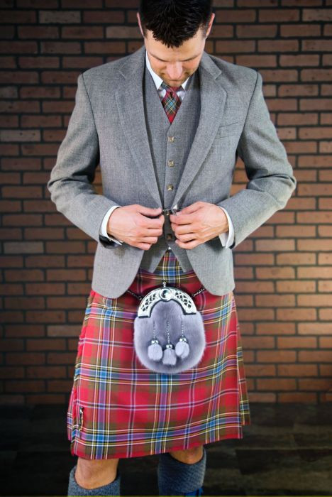 New Light Grey Arrochar Tweed Jacket and Vest - 40R