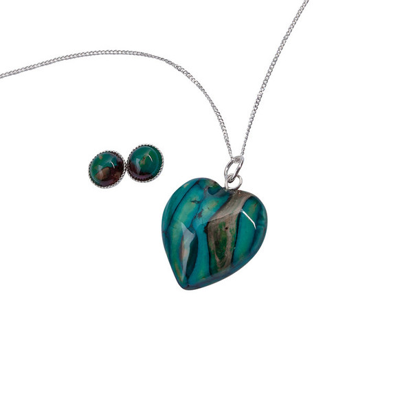 Heathergems Heart Necklace and Earring Set