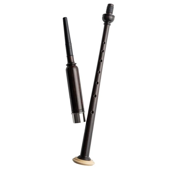 R.G. Hardie Long Blackwood Practice Chanter with Nickel Ferrule and Imitation Ivory Sole