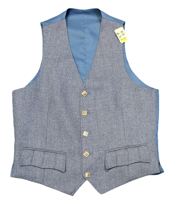 Blue Grey Tweed Vest 34" Chest