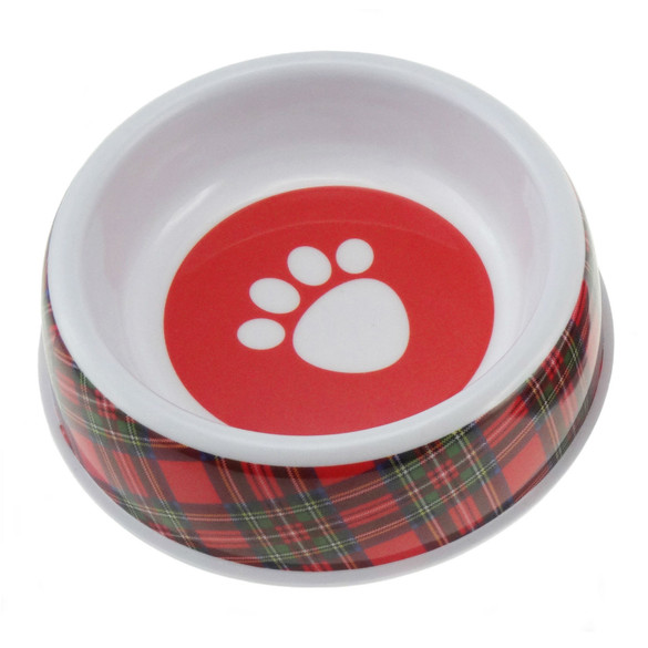Melamine Tartan Dog Bowl