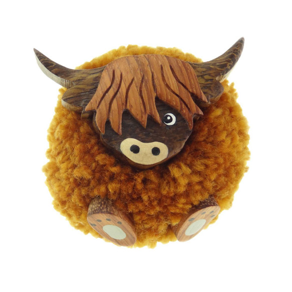 Highland Cow Pom-Pom Magnet