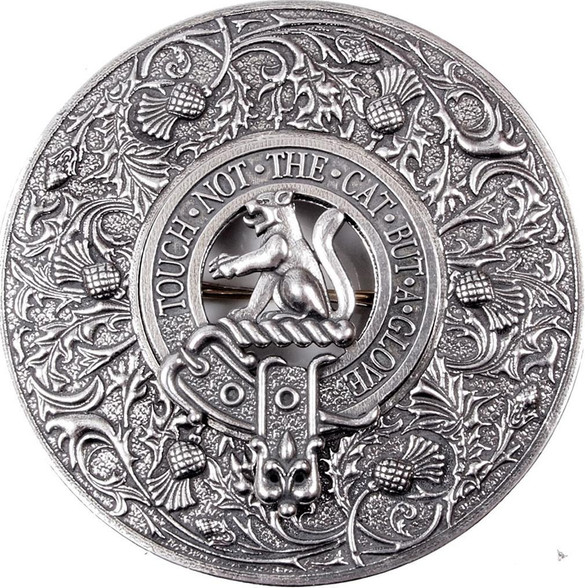 Scottish Clan Crest Plaid Brooch – Caledonia Thistle Pewter Fly Plaid & Shawl Brooch