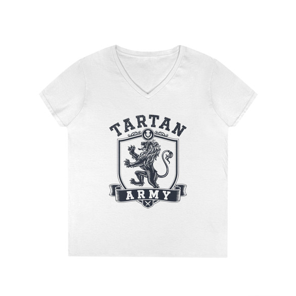 Tartan Army Ladies' V-Neck Tee - Scottish Lion Crest Women's Shirt