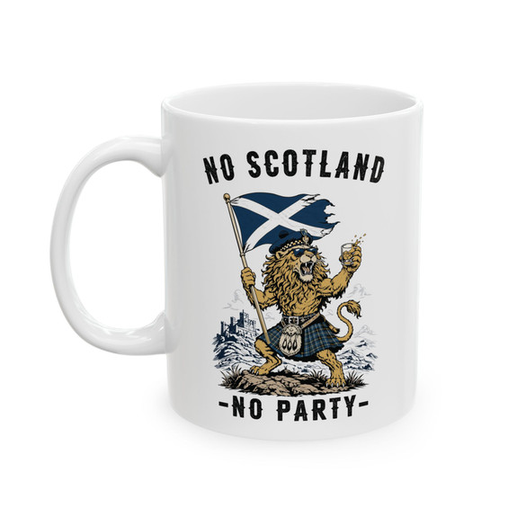 No Scotland No Party Ceramic Mug - Scottish Lion Supporter Coffee Mug