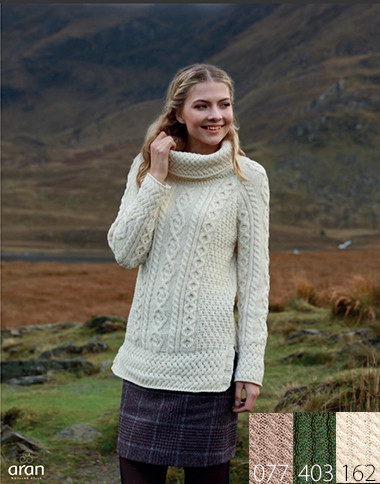 Buy Aran Woollen Mills Supersoft Merino Wool Chunky Cable Cowl Sweater  (X-Small, Irish Sea Blue) at