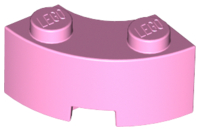 Lego Piece Lego Coupling Plate 2x2 Pink Brick, Round Corner 2x2