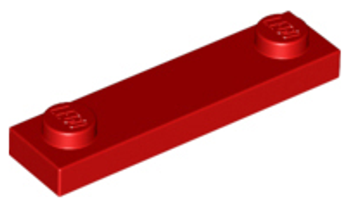 Plate, Modified 1x4 with 2 Studs without Groove (Red)