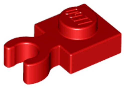 Plate, Modified 1x1 with Clip Vertical - Type 4 (thick open O clip) (Red)