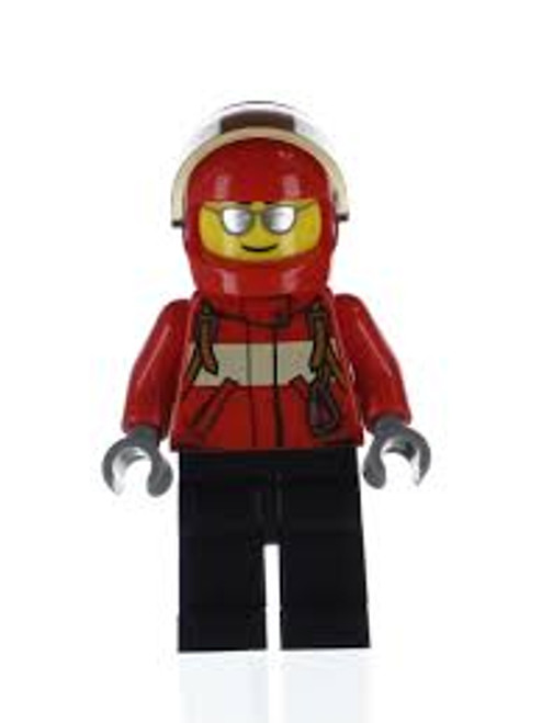 City Pilot Male, Red Fire Suit with Carabiner, Black Legs, Red Helmet (cty0678)