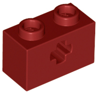 Technic, Brick 1x2 with Axle Hole (Dark Red)