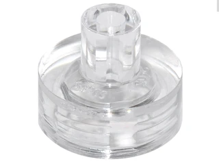 Tile, Round 1x1 with Bar and Pin Holder (Trans-Clear)