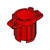 Container, Trash Can with 4 Cover Holders (Red)