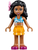 Friends Kate, Bright Light Orange Layered Skirt, Dark Azure Bikini Top, Flower (frnd103)