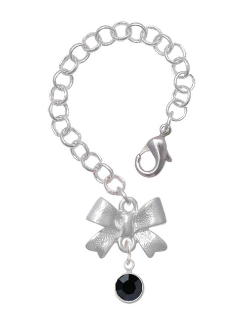 Silver Plated Crystal Black Channel Drop - Bow Charm Accessory for Tumblers and Thermal Cups