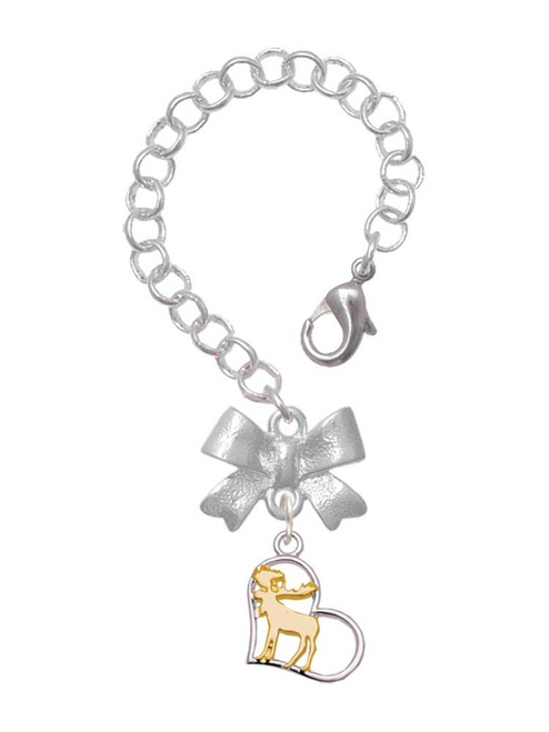 Two-tone Moose in Heart - Bow Charm Accessory for Tumblers and Thermal Cups