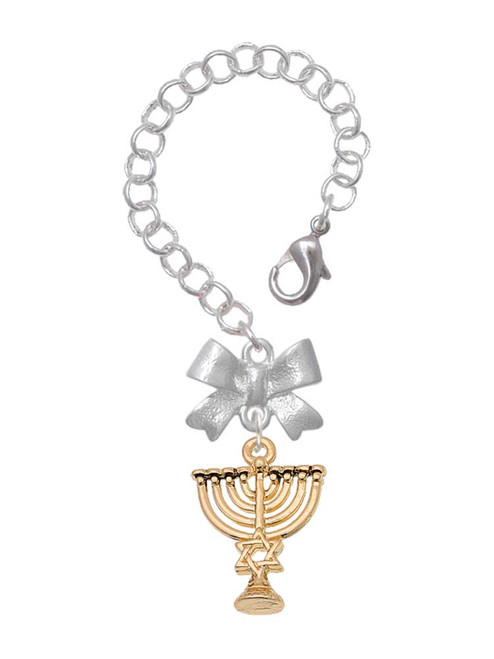 Gold-tone 3-D Menorah - Bow Charm Accessory for Tumblers and Thermal Cups