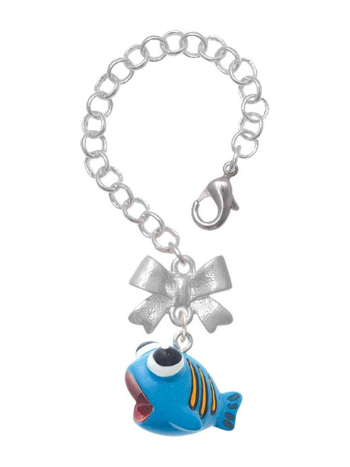 Resin Blue Fish with Orange Stripes - Bow Charm Accessory for Tumblers and Thermal Cups