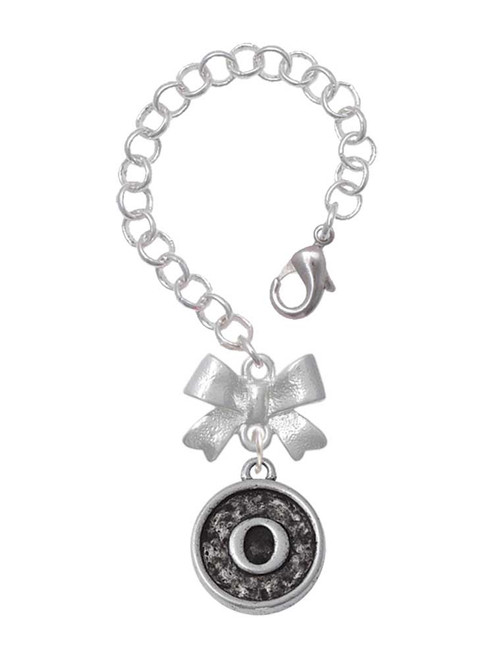 Silver Plated Antiqued Round Seal - Initial - O - Bow Charm Accessory for Tumblers and Thermal Cups