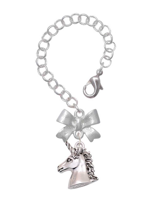 Silver Plated 3-D Unicorn Head - Bow Charm Accessory for Tumblers and Thermal Cups