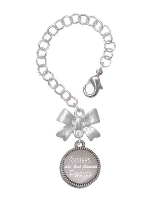 Stainless Steel Disc Sisters are Best Friends Forever - Bow Charm Accessory for Tumblers and Thermal Cups