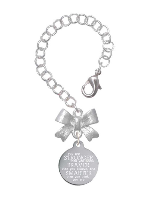 Stainless Steel Disc Stronger Braver Smarter - Bow Charm Accessory for Tumblers and Thermal Cups