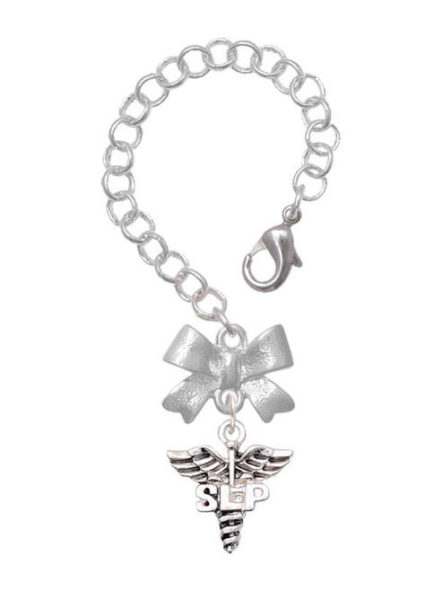 Silver Plated SLP Caduceus - Bow Charm Accessory for Tumblers and Thermal Cups